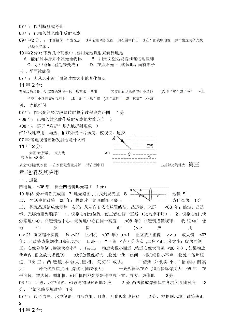 初中物理节中考考点统计_第2页