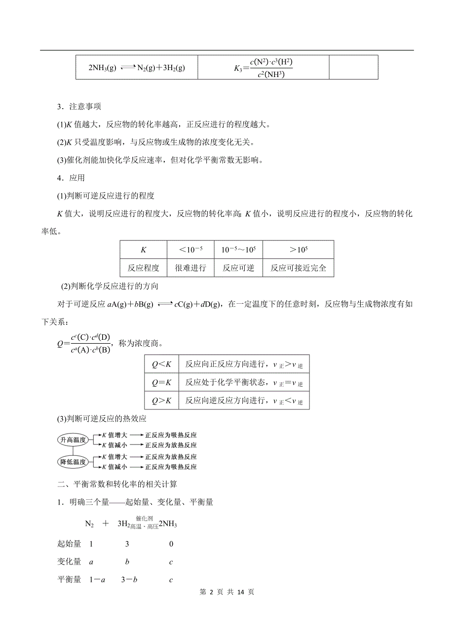 2020-2021学年高三化学一轮复习知识点第24讲 化学平衡常数及转化率的计算_第2页