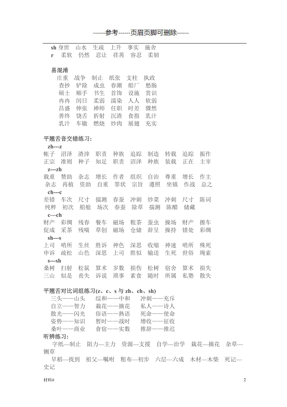 普通话——平翘舌练习（详细资料）_第2页