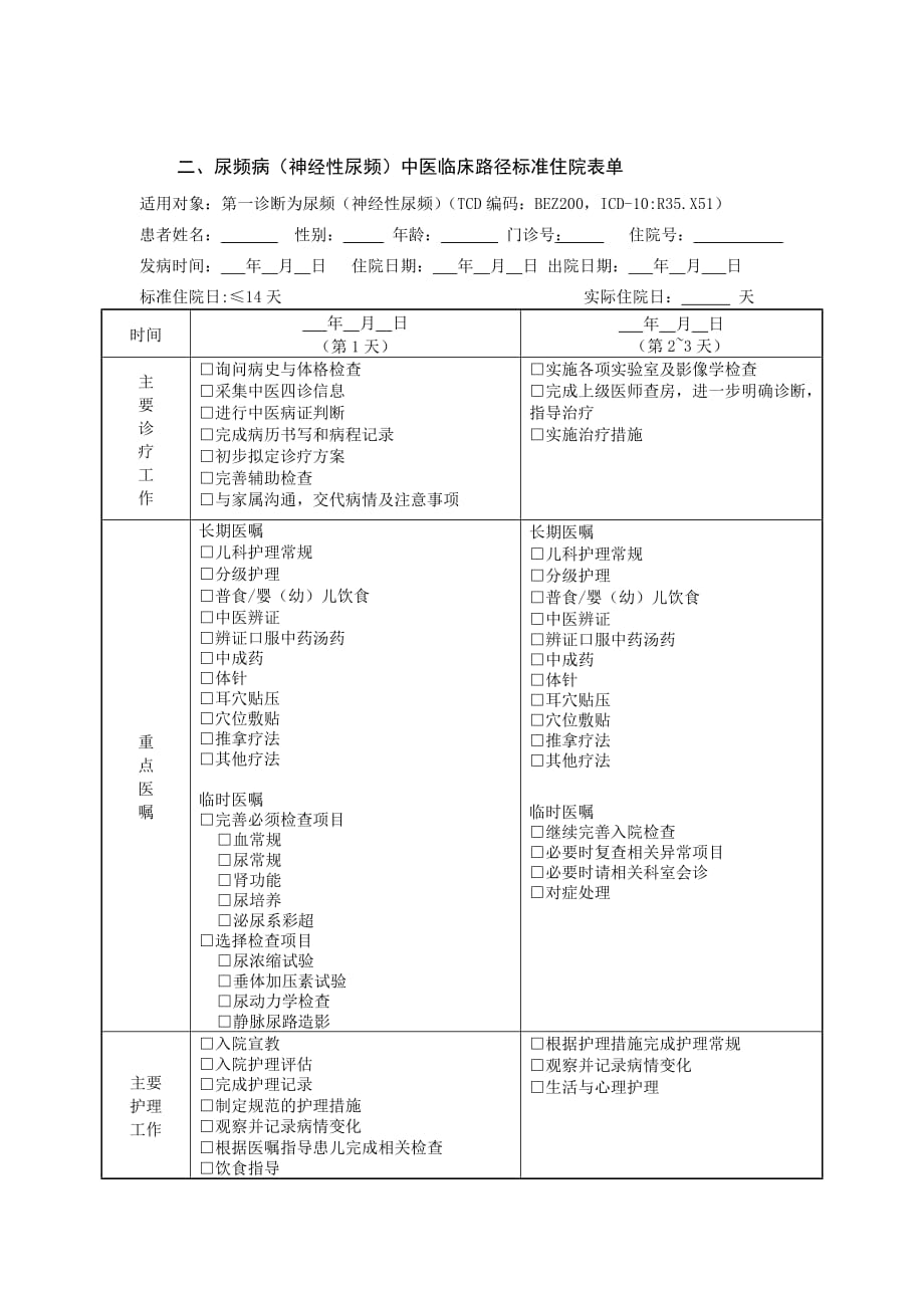 尿频（神经性尿频）中医临床路径_第3页