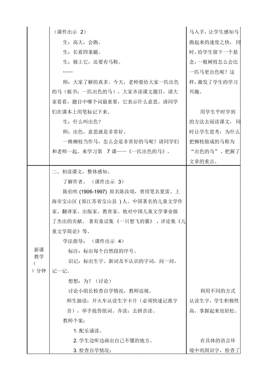 部编人教版二年级语文下册《7一匹出色的马》教案含教学反思和作业设计_第2页