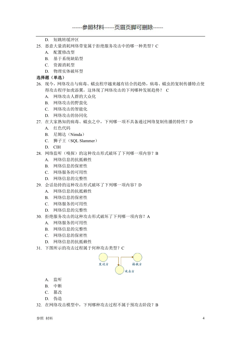 网络攻击、防御技术考题+答案[参照提供]_第4页