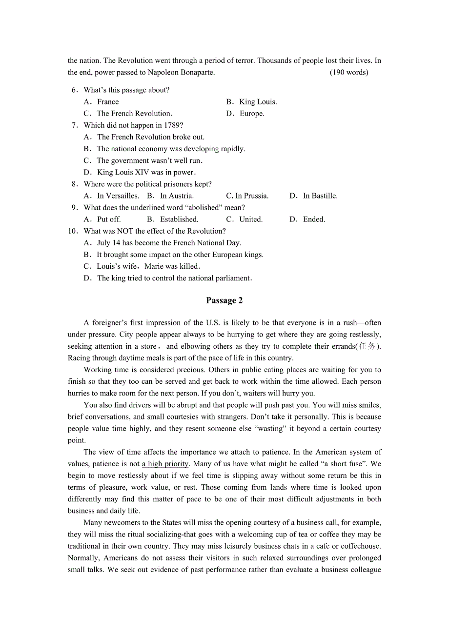 2011年4月大学英语(B)模拟试卷1_第2页