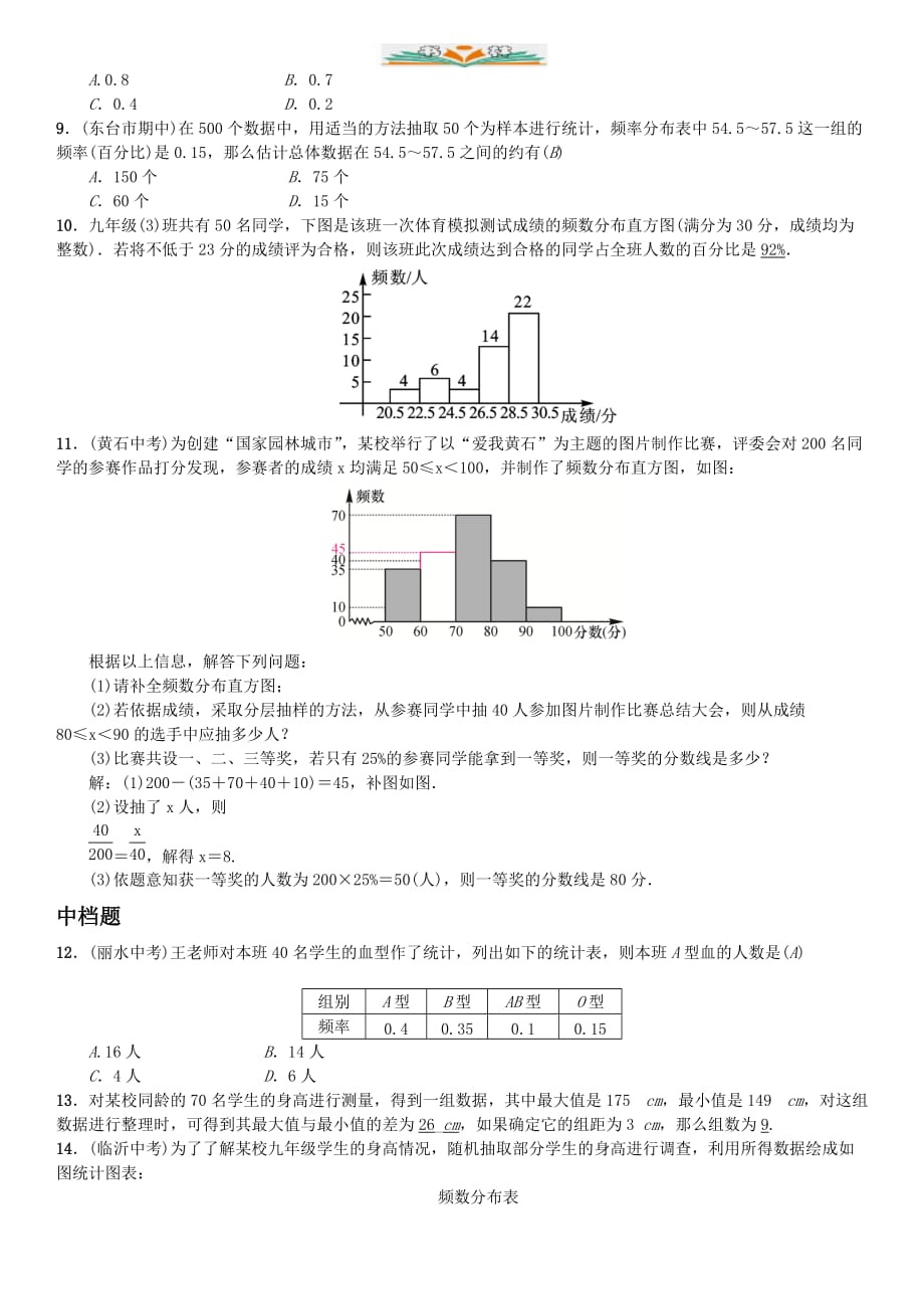 人教版七年级数学下册10.2直方图-好用_第2页