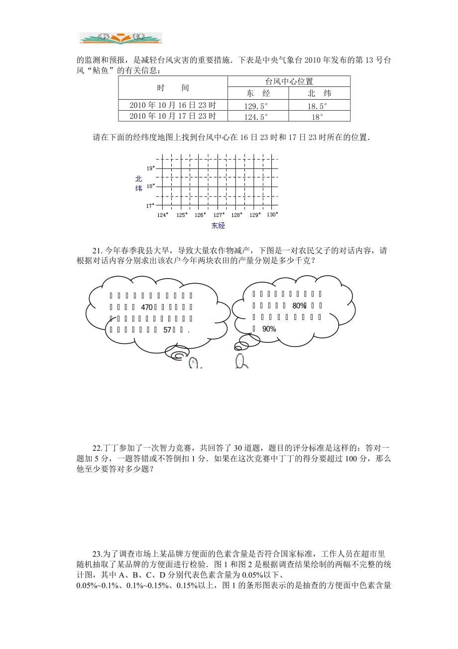 人教版七年级数学下册期末试卷及答案(1)-好用_第3页