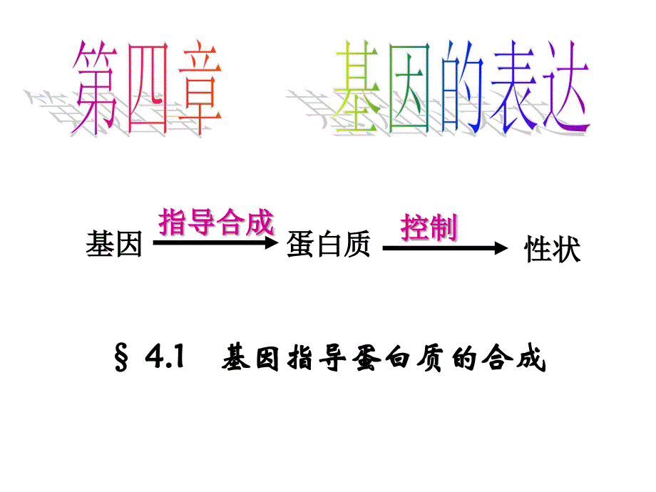 人教高一生物必修二第四章第一节基因指导蛋白质的合成PPT课件_第1页