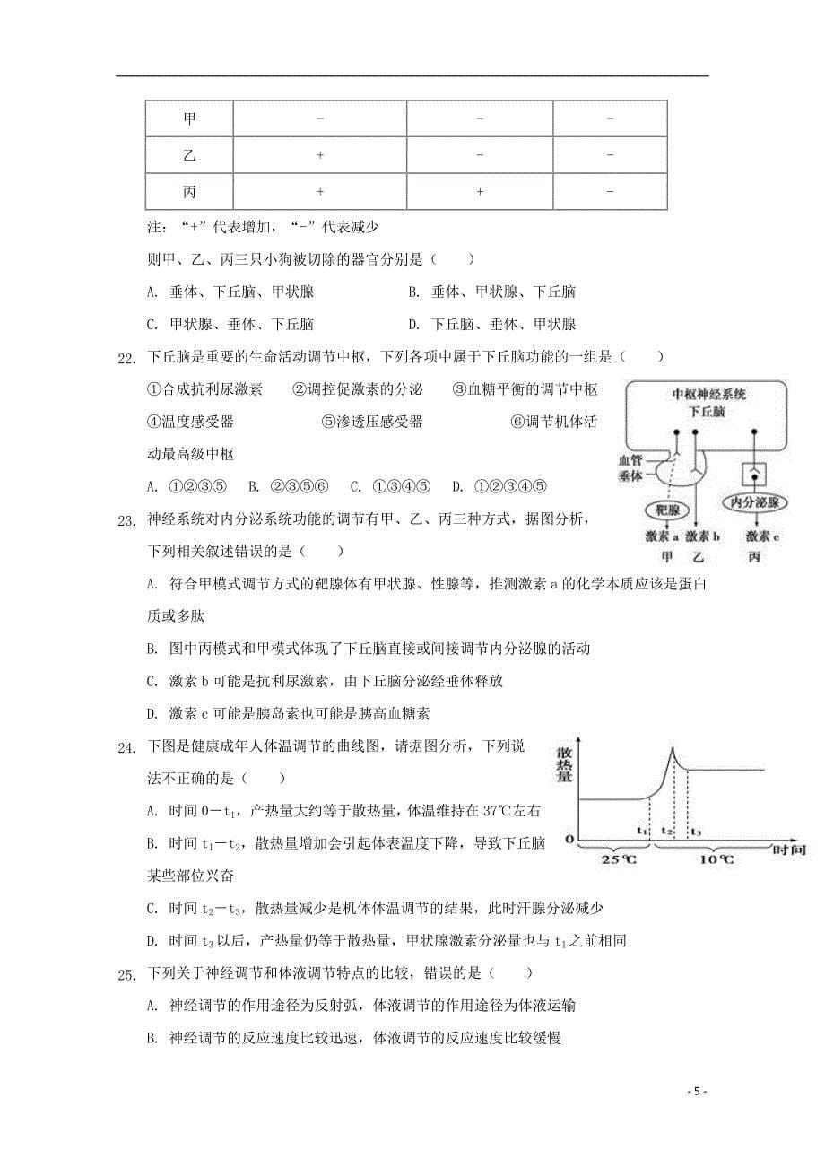 辽宁省辽河油田第二高级中学2019-2020学年高二生物10月月考试题_第5页