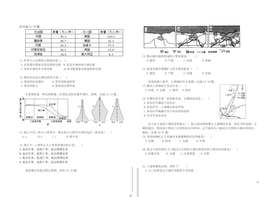 陕西省宝鸡市渭滨中学2015-2016学年高一地理下学期第一次月考试题（无答案）_第2页