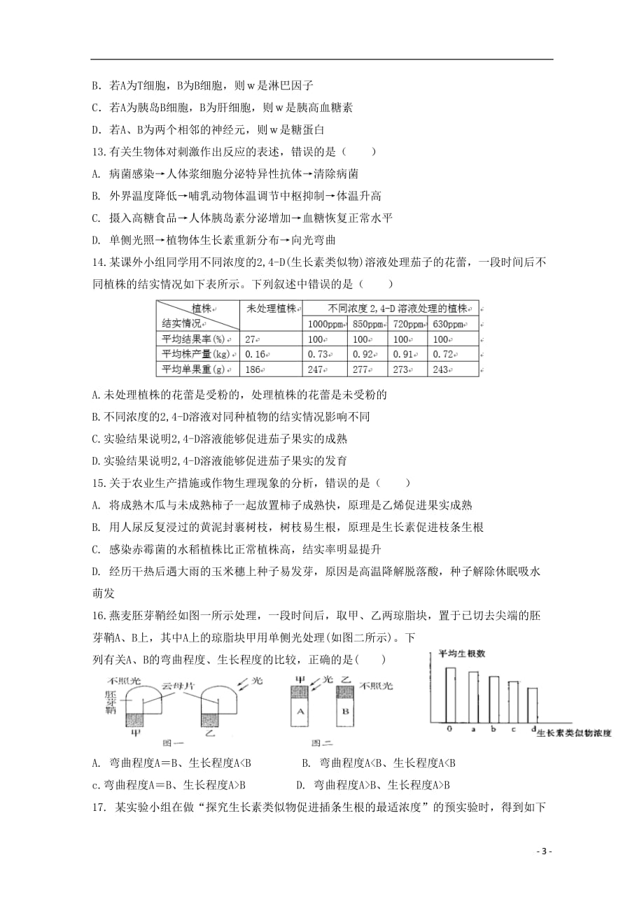 吉林省长春市第二中学2019-2020学年高二生物下学期第7次周测试题_第3页