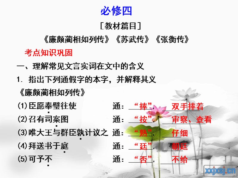 高中语文必修四文言文复习PPT课件_第1页