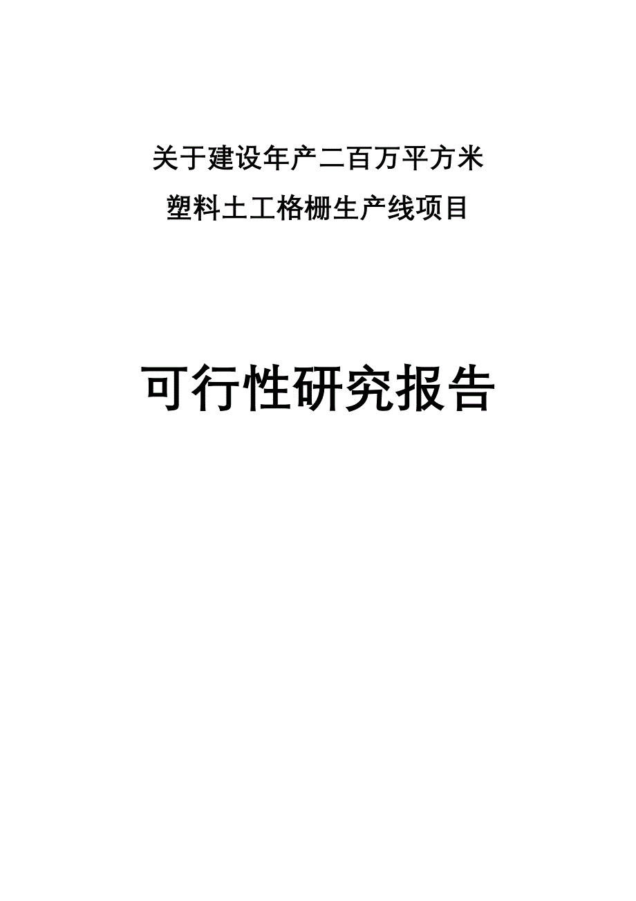 XXX塑料网生产线项目可行性研究报告_第1页