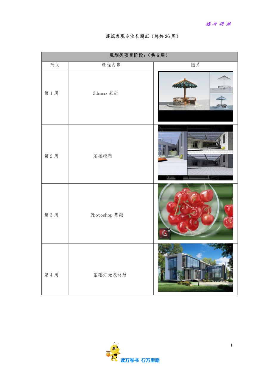 09建筑可视化专业长期班课表-给宣传 doc_第1页