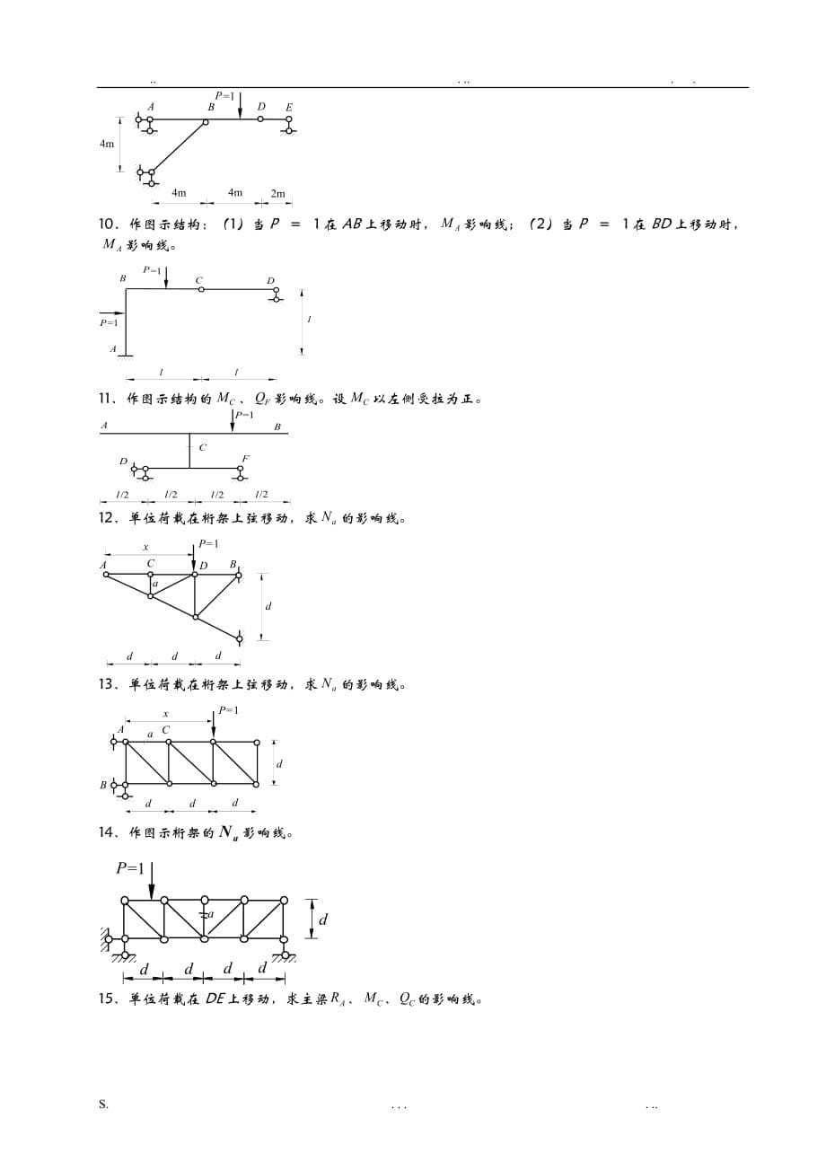 结构力学考试样题库3-影响线_第5页