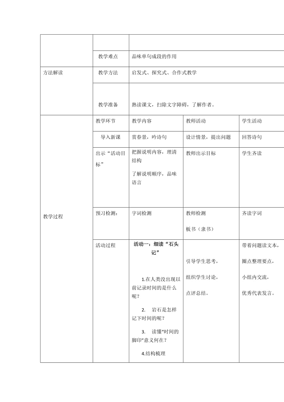 初中语文_《时间的脚印》教学设计学情分析教材分析课后反思_第2页