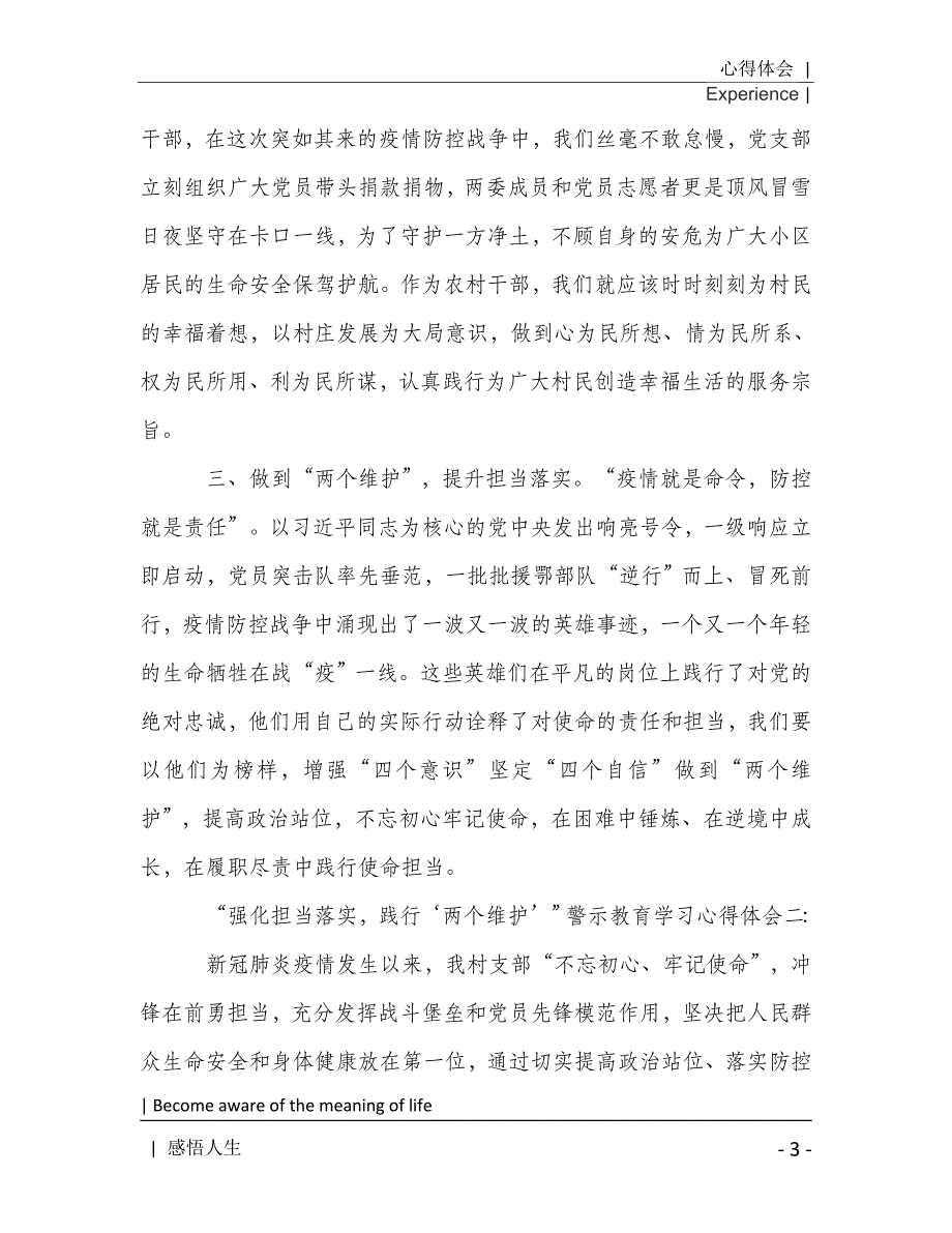 “强化担当落实践行‘两个维护”警示教育学习心得体会2021年[Word稿]_第4页