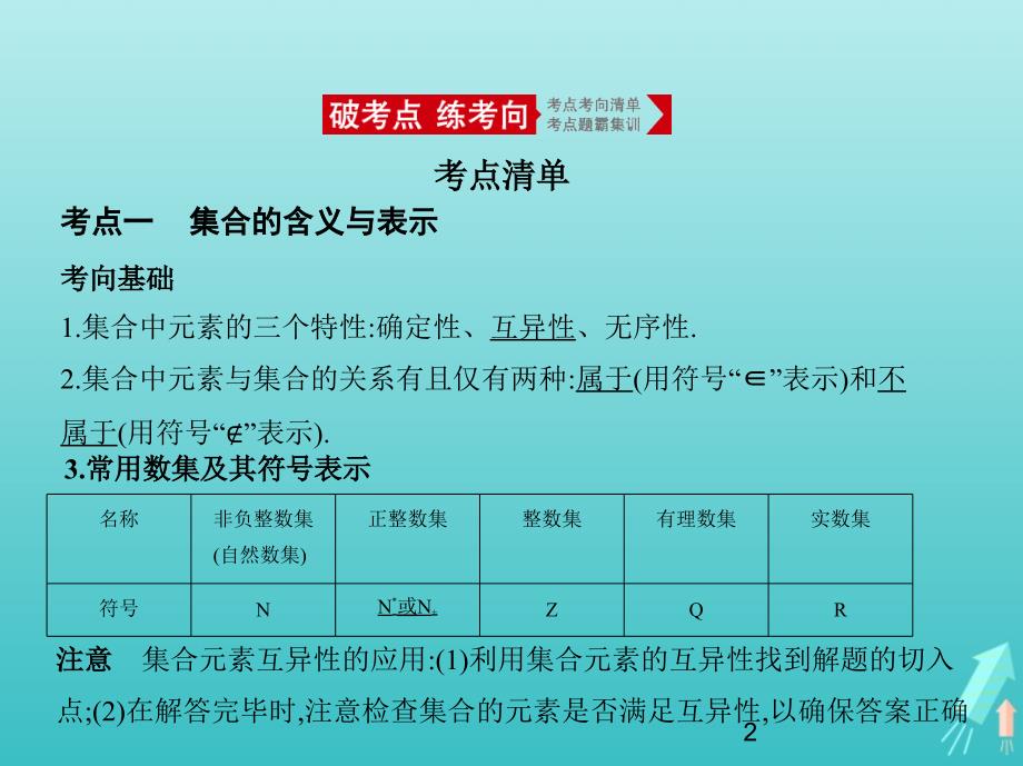 课标专用5年高考3年模拟A版2021高考数学专题一集合与常用逻辑用语1集合的概念及运算课件理1464_第2页