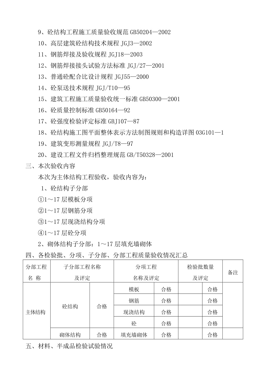 清华苑安居小区2#高层住宅楼主体结构分部工程验收施工自评报告_第3页