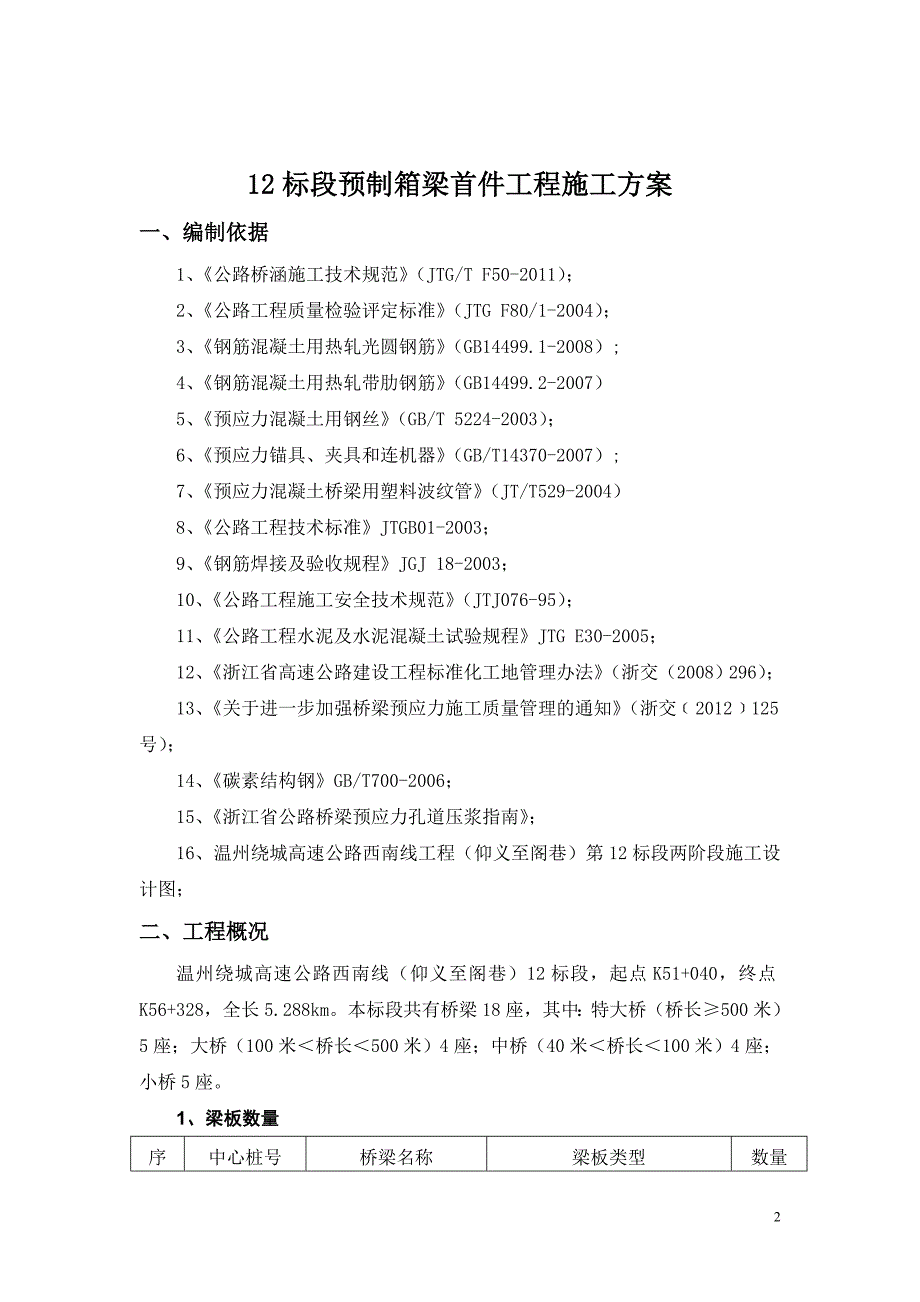 温州绕城高速公路12标段预制箱梁首件工程施工方案_第2页