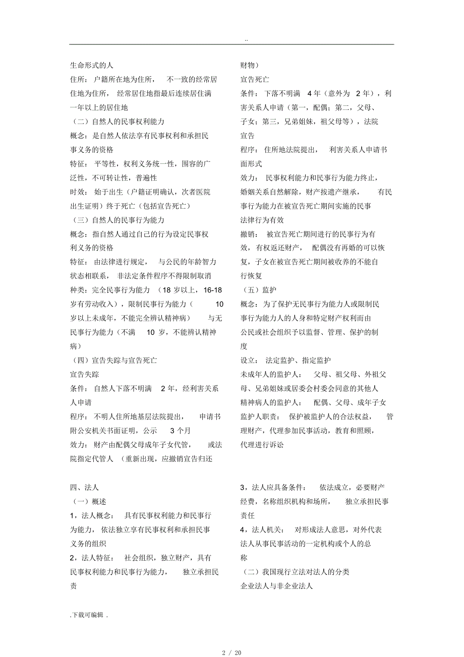 2018年成考法学民法必背考知识点汇总情况(专升本)[实用]_第2页