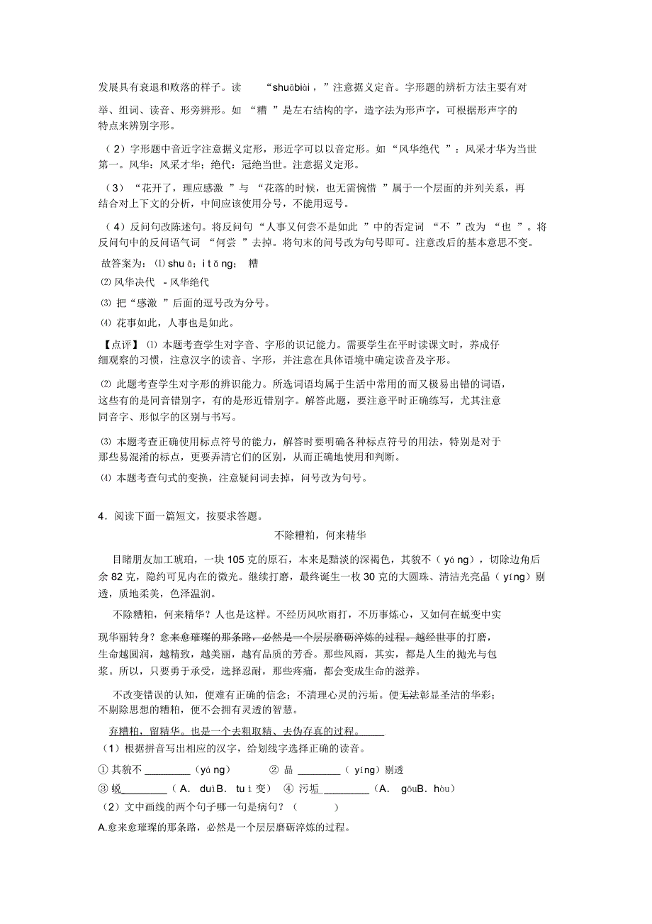 人教版中考上学期语文句式变换专项训练_第3页