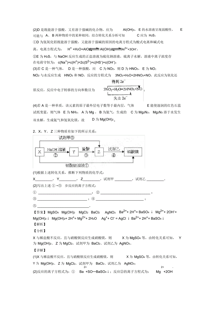 备战高考化学——镁及其化合物的推断题综合压轴题专题复习含答案一_第2页