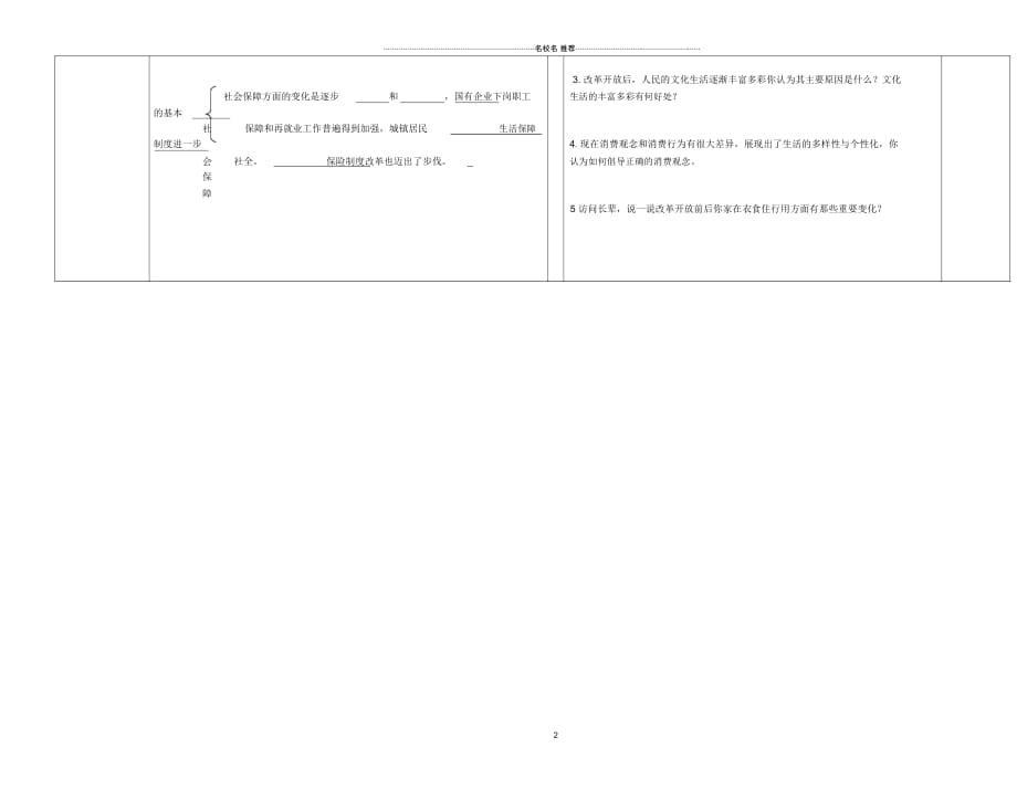 山东省泰安市新泰八年级历史下册第21课《人们生活方式的变化》名师教案新人教版_第2页