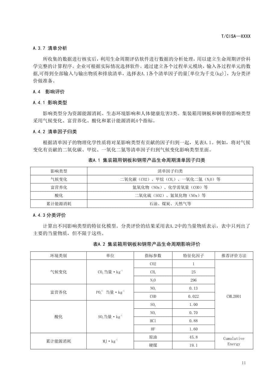 绿色集装箱用钢板及钢带制造生命周期评价方法学框架、数据收集表格_第5页