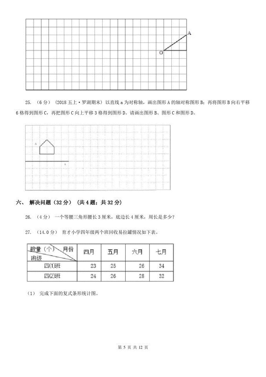 青海省黄南藏族自治州2020年四年级下学期数学期末考试试卷B卷_第5页