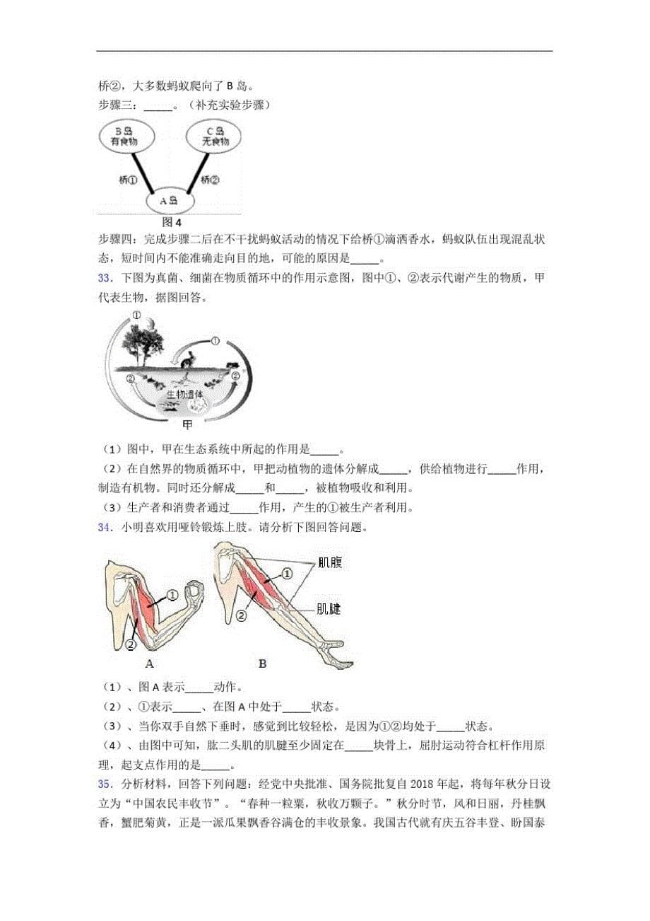 重庆第一中学人教部编版八年级上册生物期末测试题_第5页
