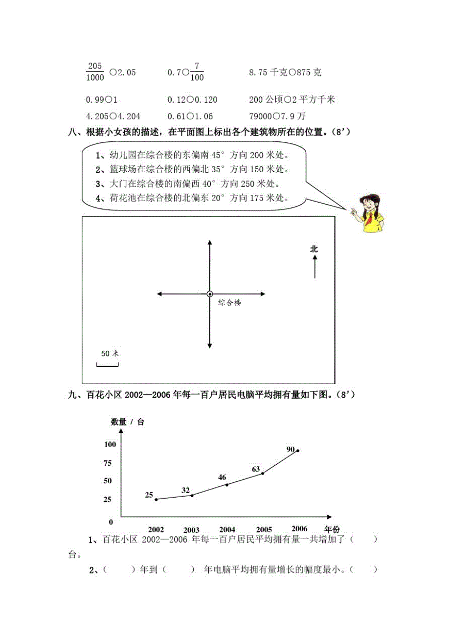 小学四年级下册数学期末测试题人教版(1)-_第3页