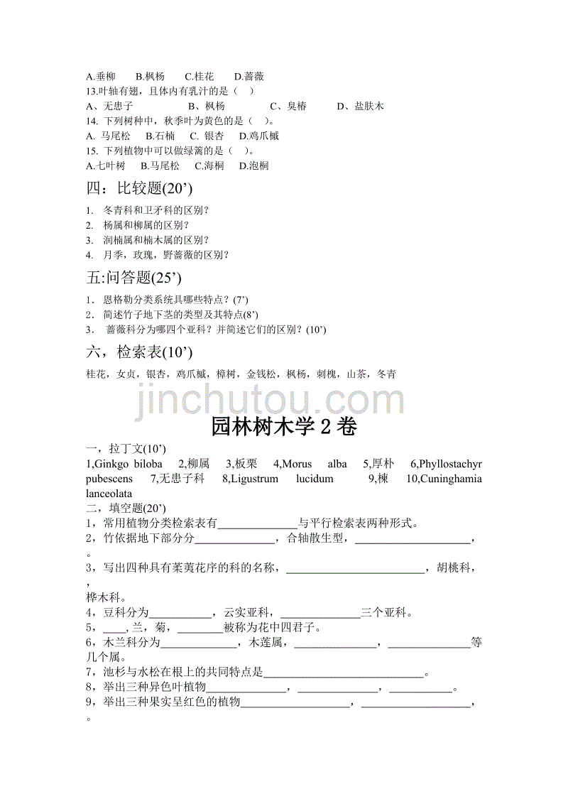 《园林树木学》考试试题库及答案解析_第2页