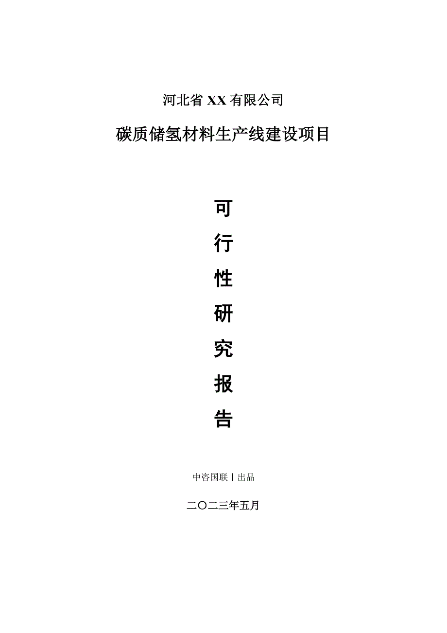 碳质储氢材料生产建设项目可行性研究报告_第1页