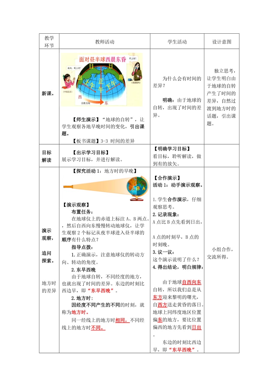 （精选）地理七年级上册第一章地球第3节《地球的自转》教案_第2页