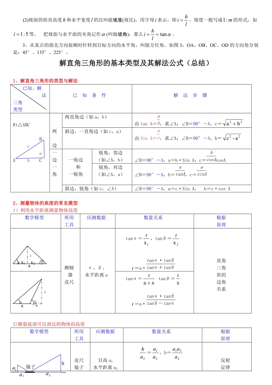 锐角三角形28.2解直角三角形知识点整理复习_第3页