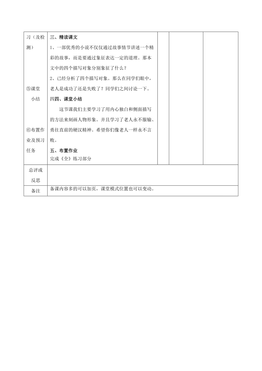 江西省万载县株潭中学高中语文3老人与海第三课时教案新人教版必修32_第2页