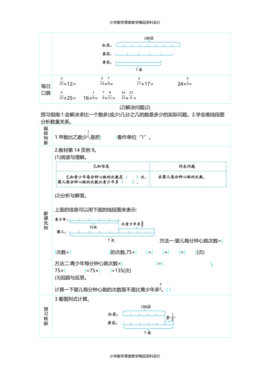 人教版六年级数学上册学案-2 解决问题_第2页