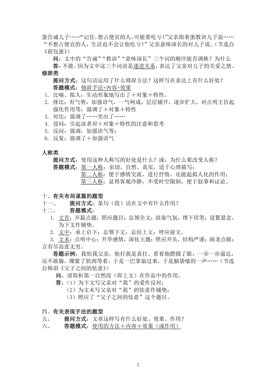 初中语文小说阅读答题技巧（2020年12月整理）.pdf_第2页