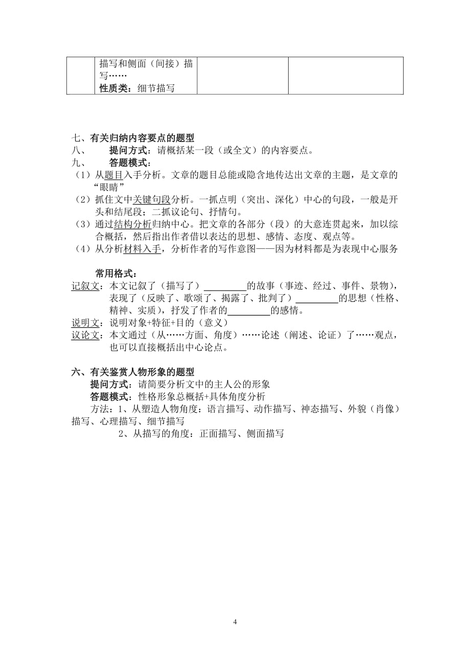 初中语文小说阅读答题技巧（2020年12月整理）.pdf_第4页