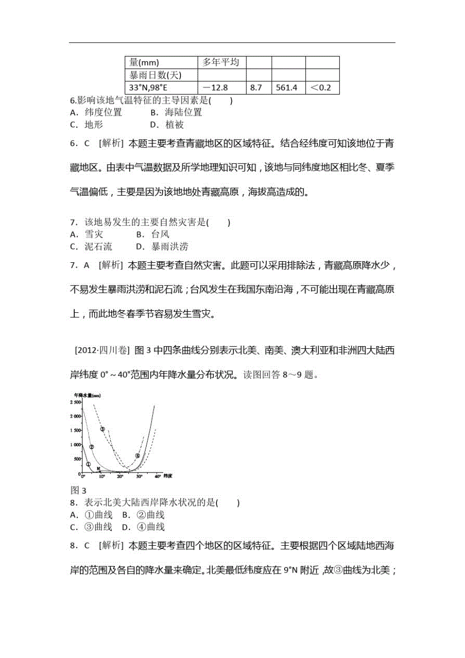 2012高考地理真题精校精析(四川卷)(精准word书稿)_第3页