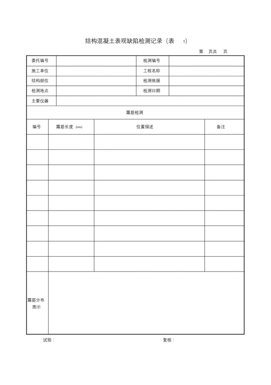 结构混凝土表观缺陷检测记录 新编写_第1页