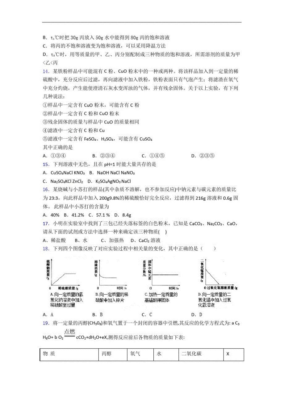 广东省廉江市实验学校重点高中提前招生化学试卷答案_第5页