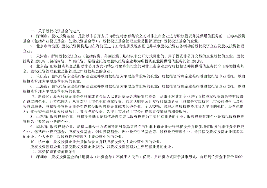 省市政府股权投资基金法规及优惠政策比较.(DOC)_第2页