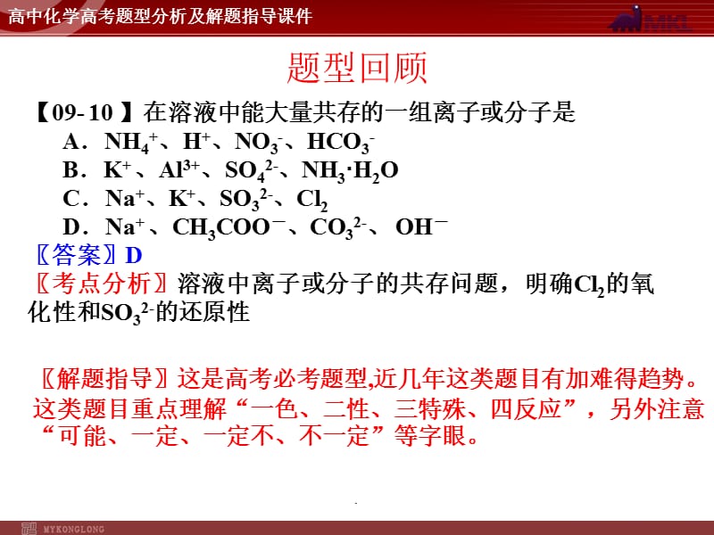 高考题型分析及解题指导 题型突破之离子共存_第4页