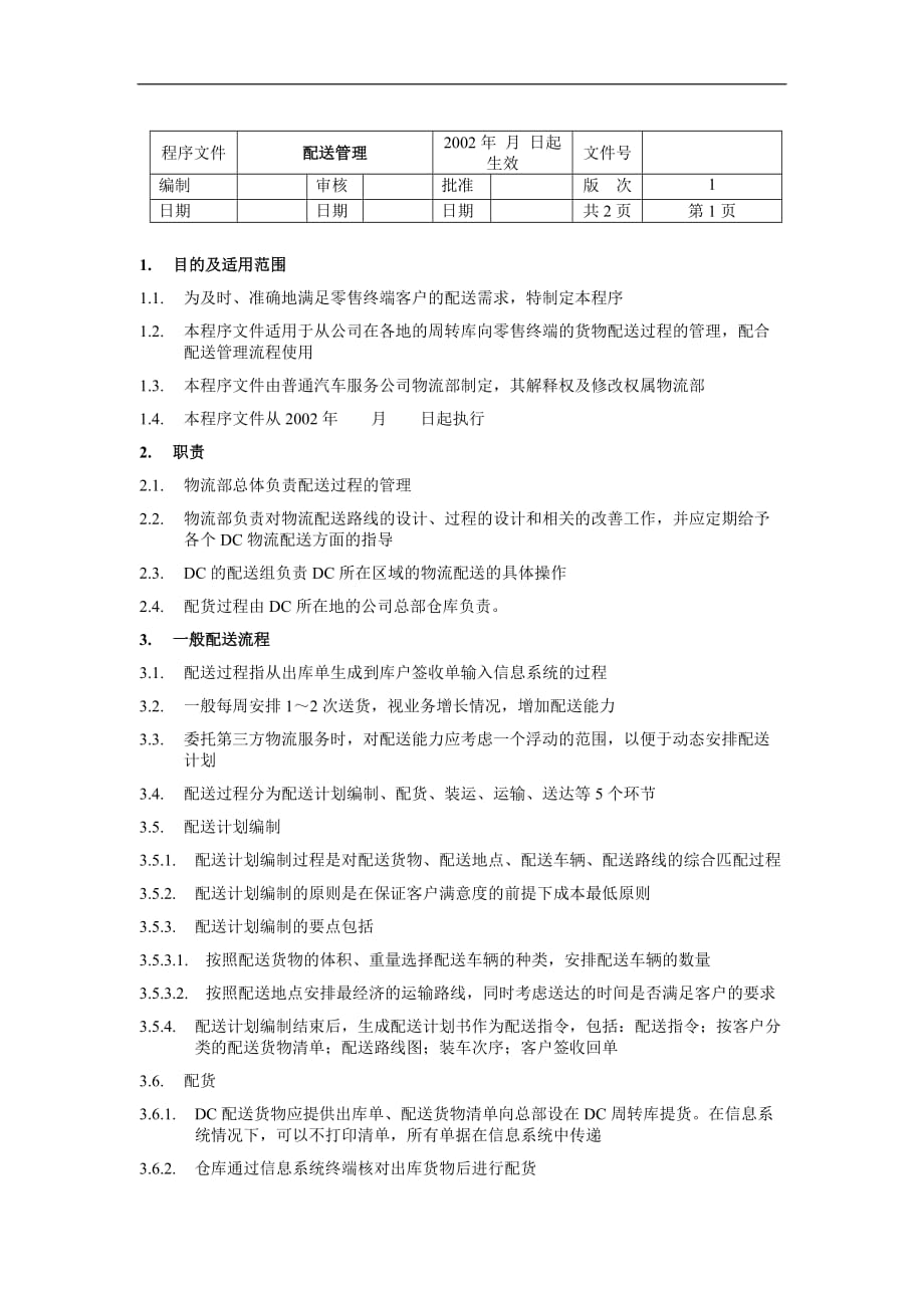 企业管理程序文件汇总(DOC 33个)38_第1页