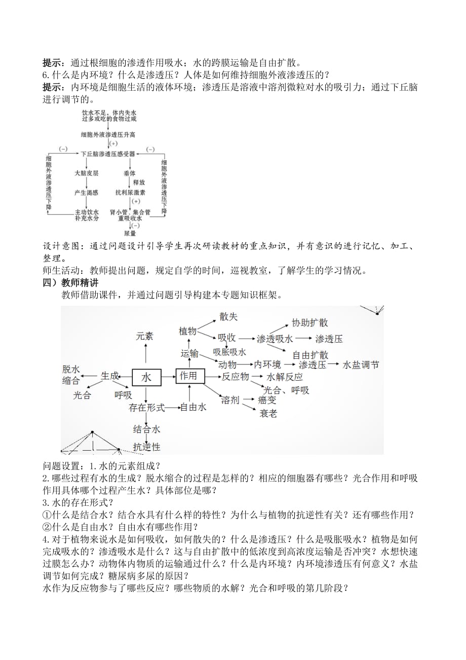 生物高考二轮复习：水专题教学设计_第2页