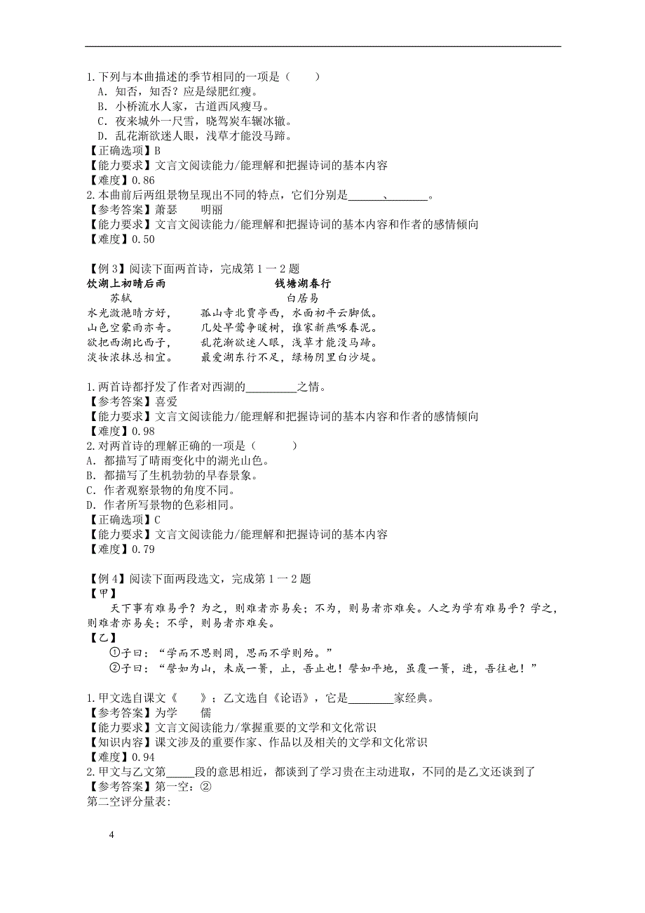 2016年上海市初中语文考试手册详细分析_第4页