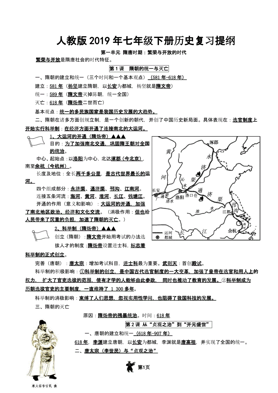 七年级下册历史复习资料人教版（2020年12月整理）.pptx_第1页