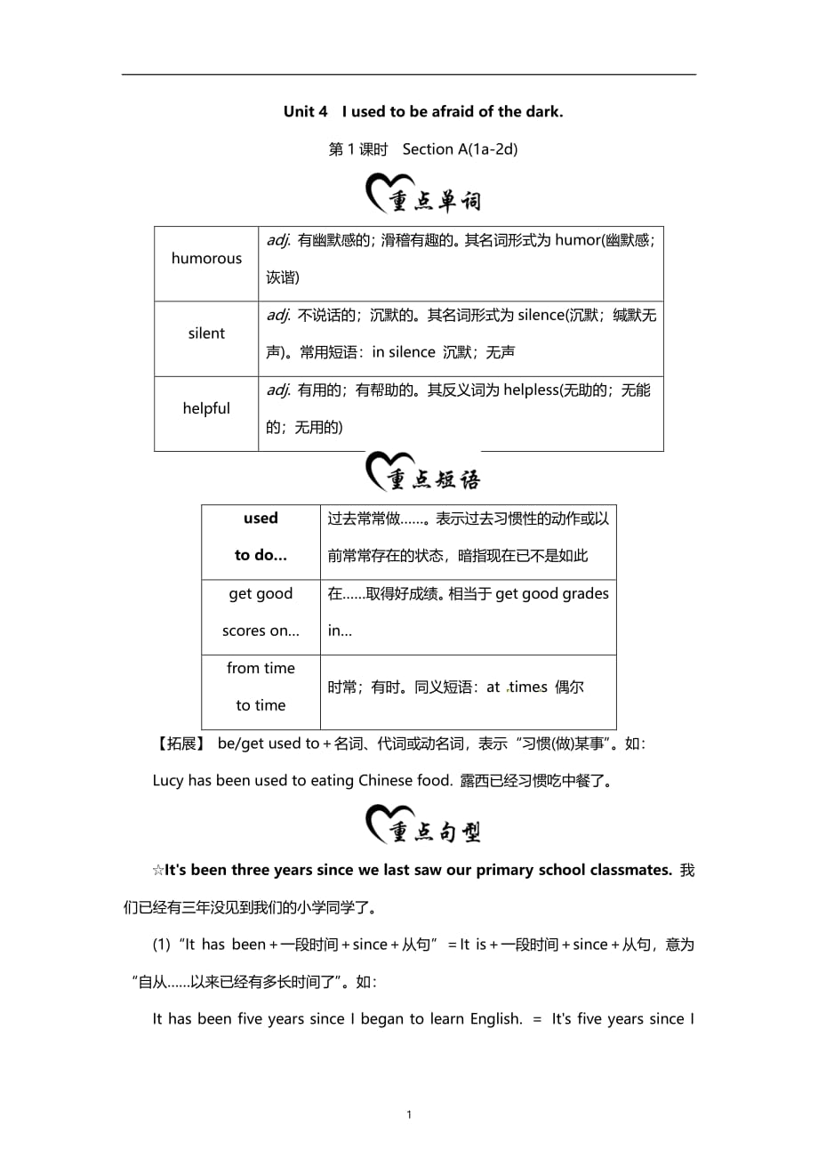 人教版九年级英语：Unit 4 基础知识梳理_第1页