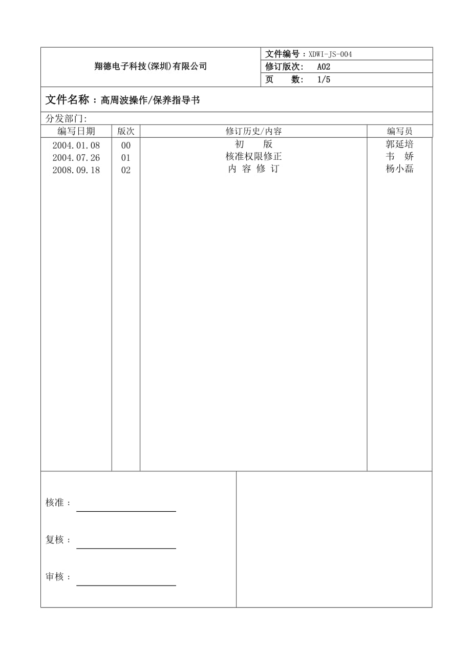 高周波操作指导书_第1页