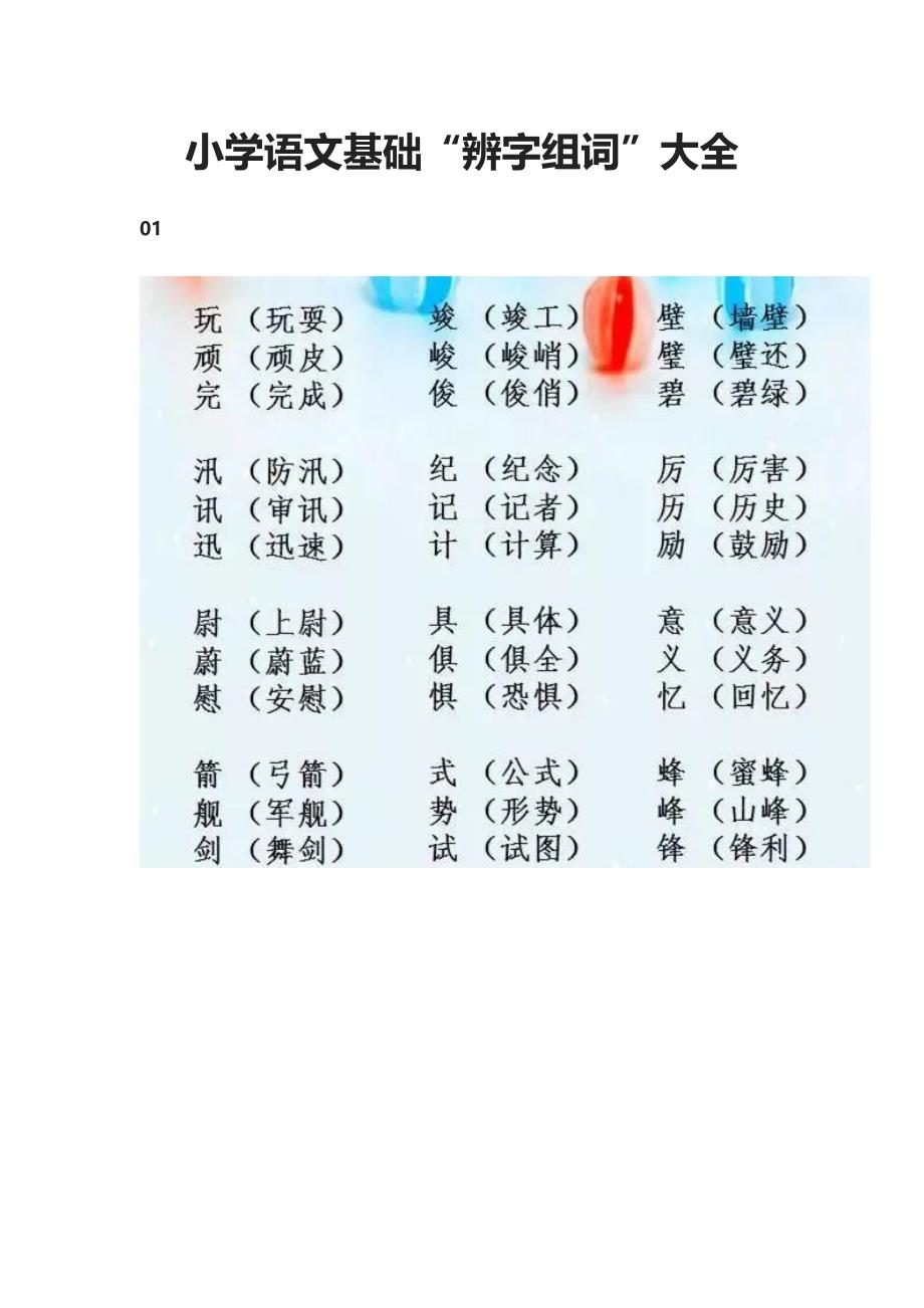 小学语文基础“辨字组词”大全_第1页